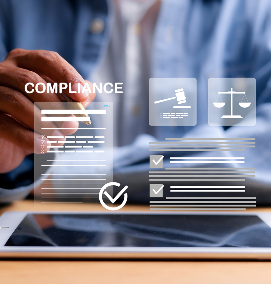 Businessman reviewing compliance documents